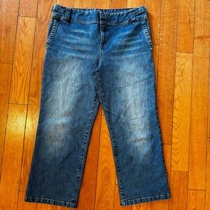 Tommy Hilfiger buckle waist size 12 wide leg denim blue jeans